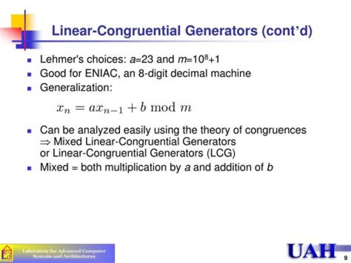 Linear Congruential Generator Calculator Quiz