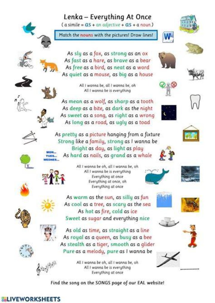 Simile Song 🎵 | Everything At Once - songs with similes and metaphors in them